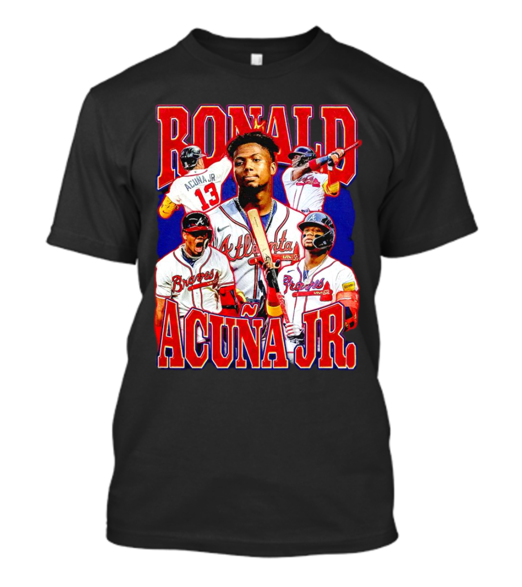 Ronald Acuña Jr Atlanta Braves Vintage Baseball Player Collage T-Shirt