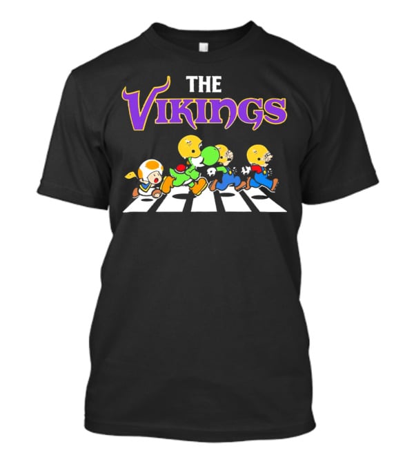 Super Mario Characters Crossing For Minnesota Vikings Sports Fans T-Shirt