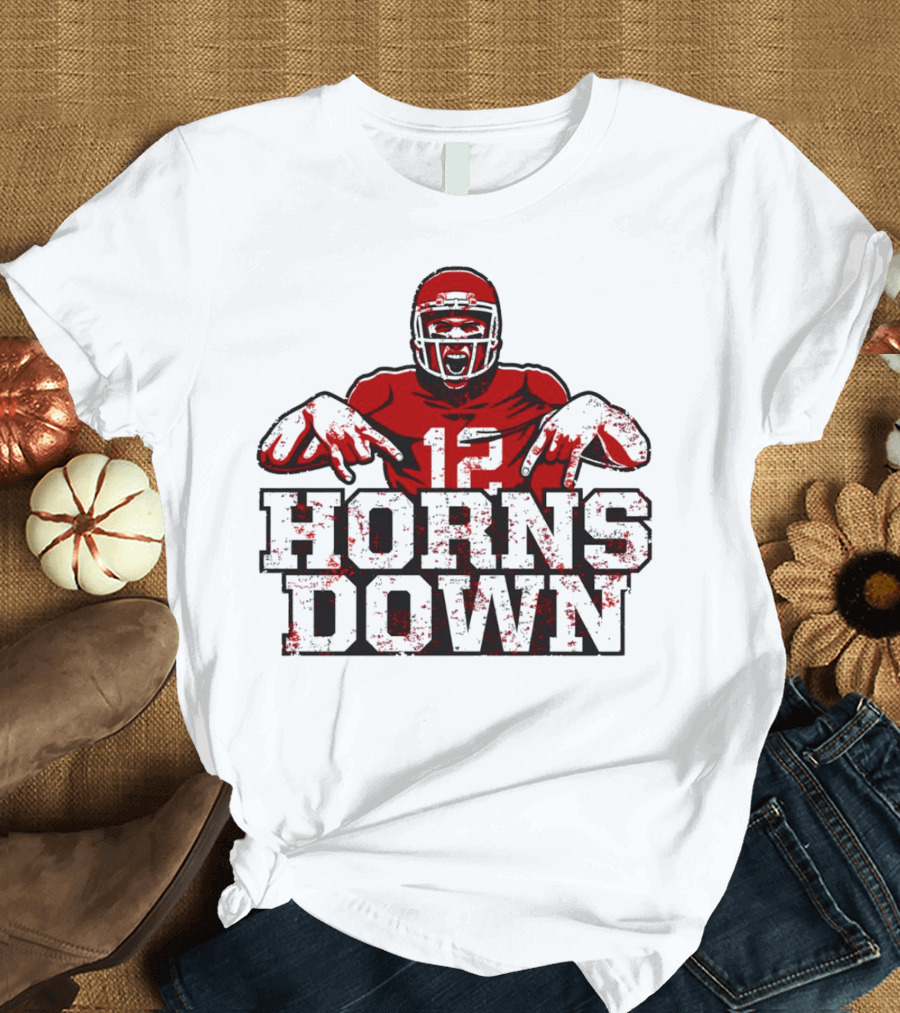 Horns Down 12 Houston Cougars Football T-Shirt