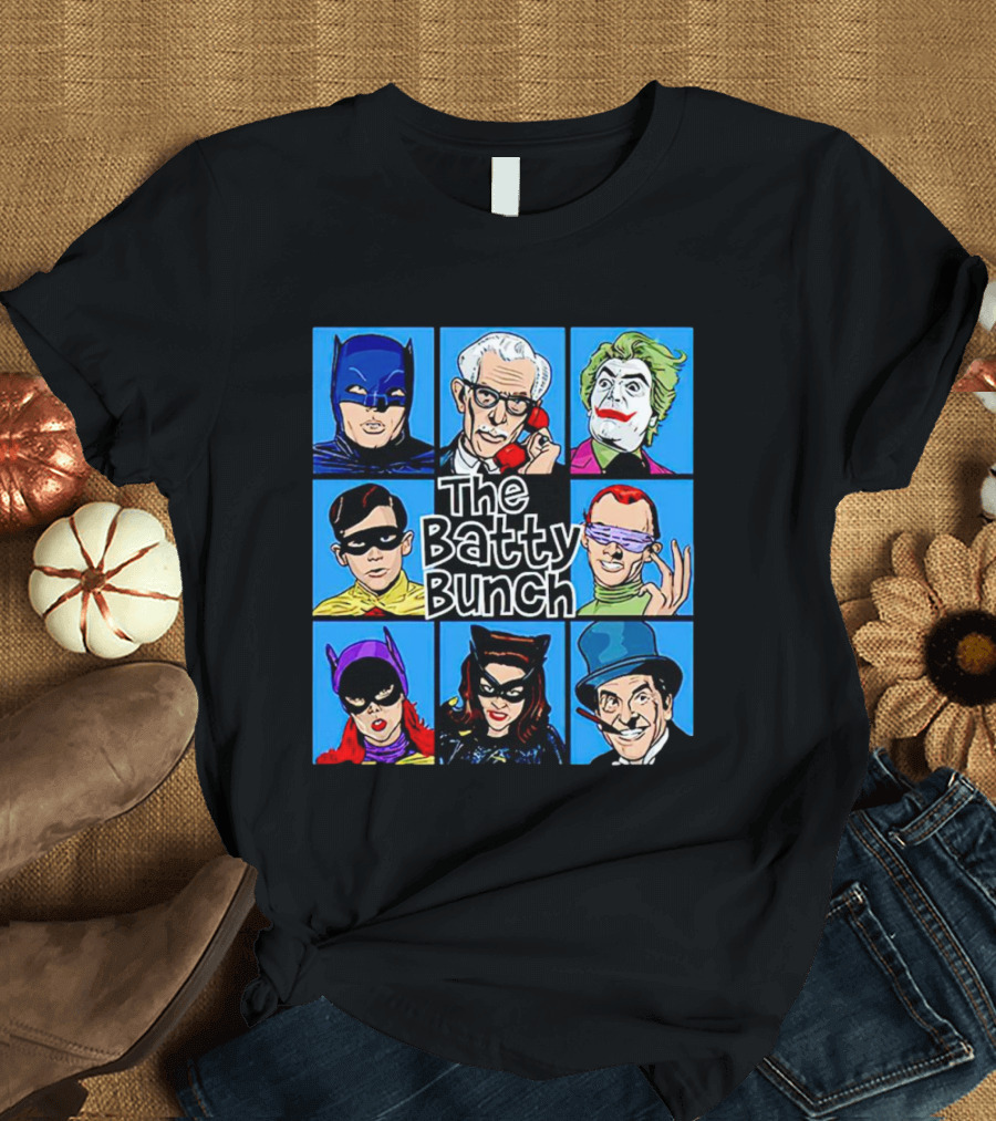 The Batty Bunch Batman Joker Riddler Catwoman Classic Characters T-Shirt