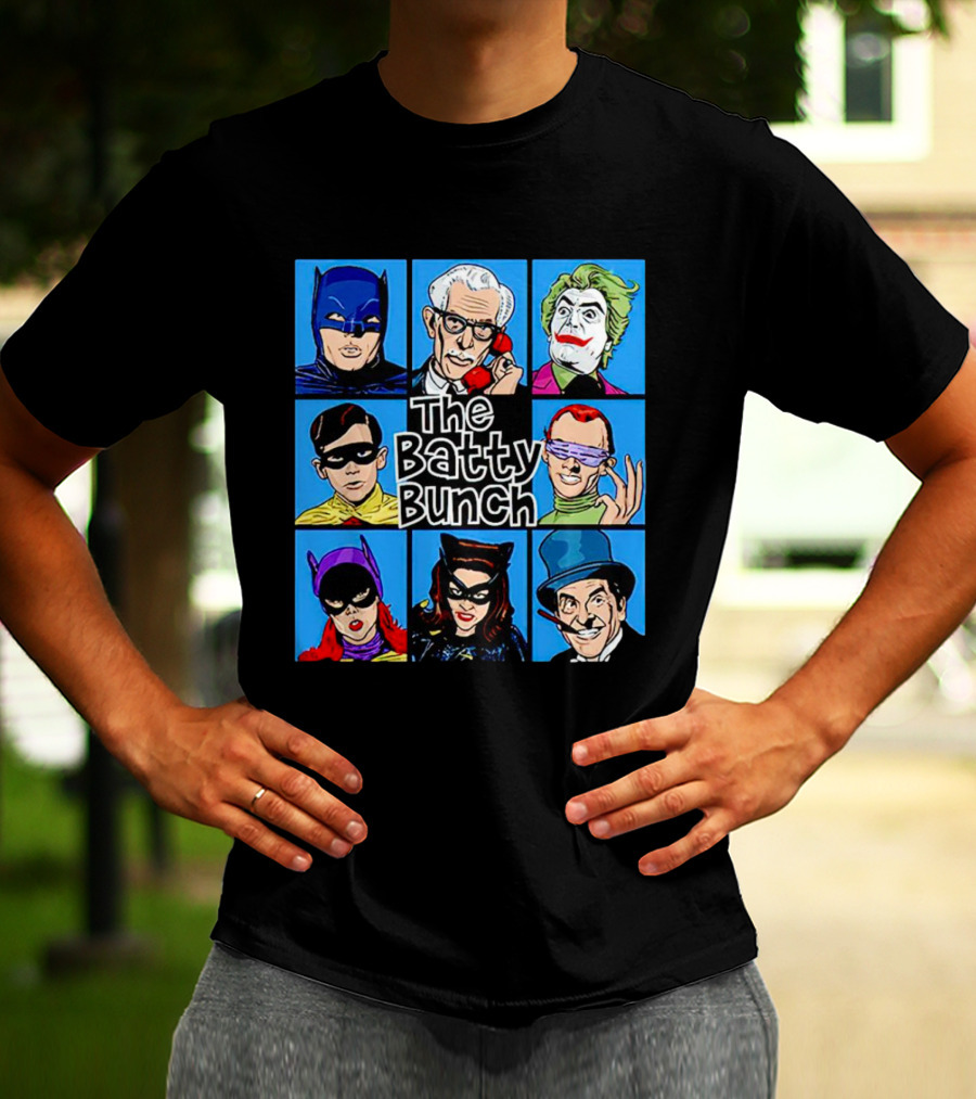 The Batty Bunch Batman Joker Riddler Catwoman Classic Characters T-Shirt