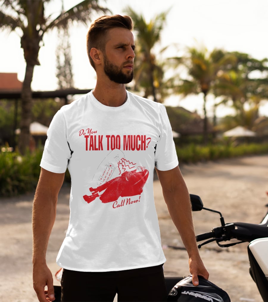 Do You Talk Too Much Call Now Retro Phone And Reclining Figure T-Shirt