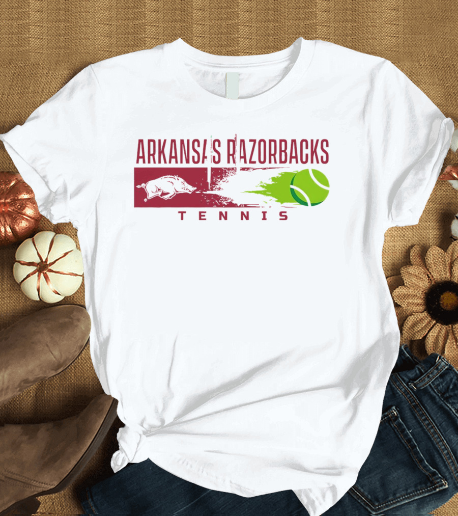 Arkansas Razorbacks Tennis Neon Green Ball And Hog T-Shirt