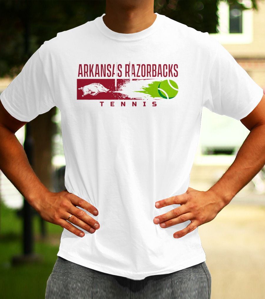 Arkansas Razorbacks Tennis Neon Green Ball And Hog T-Shirt