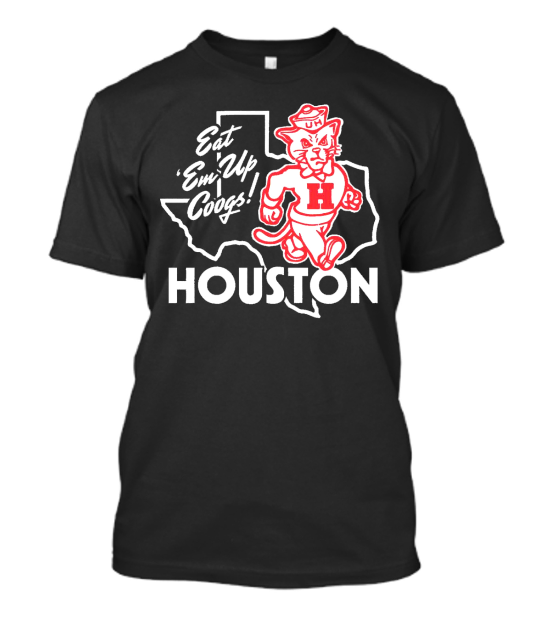 Houston Cougars Eat 'Em Up Coogs Texas State Mascot T-Shirt