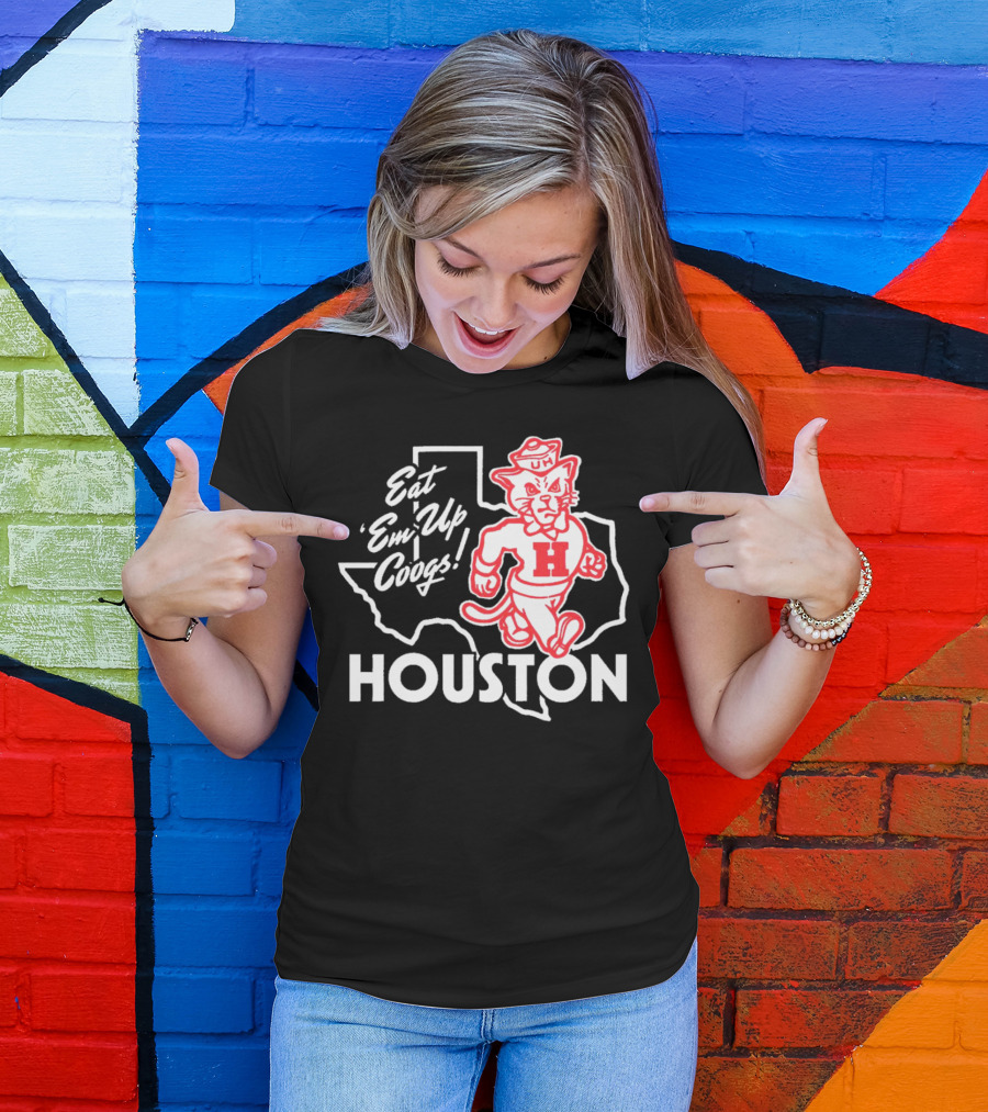 Houston Cougars Eat 'Em Up Coogs Texas State Mascot T-Shirt