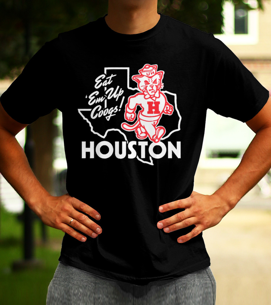 Houston Cougars Eat 'Em Up Coogs Texas State Mascot T-Shirt
