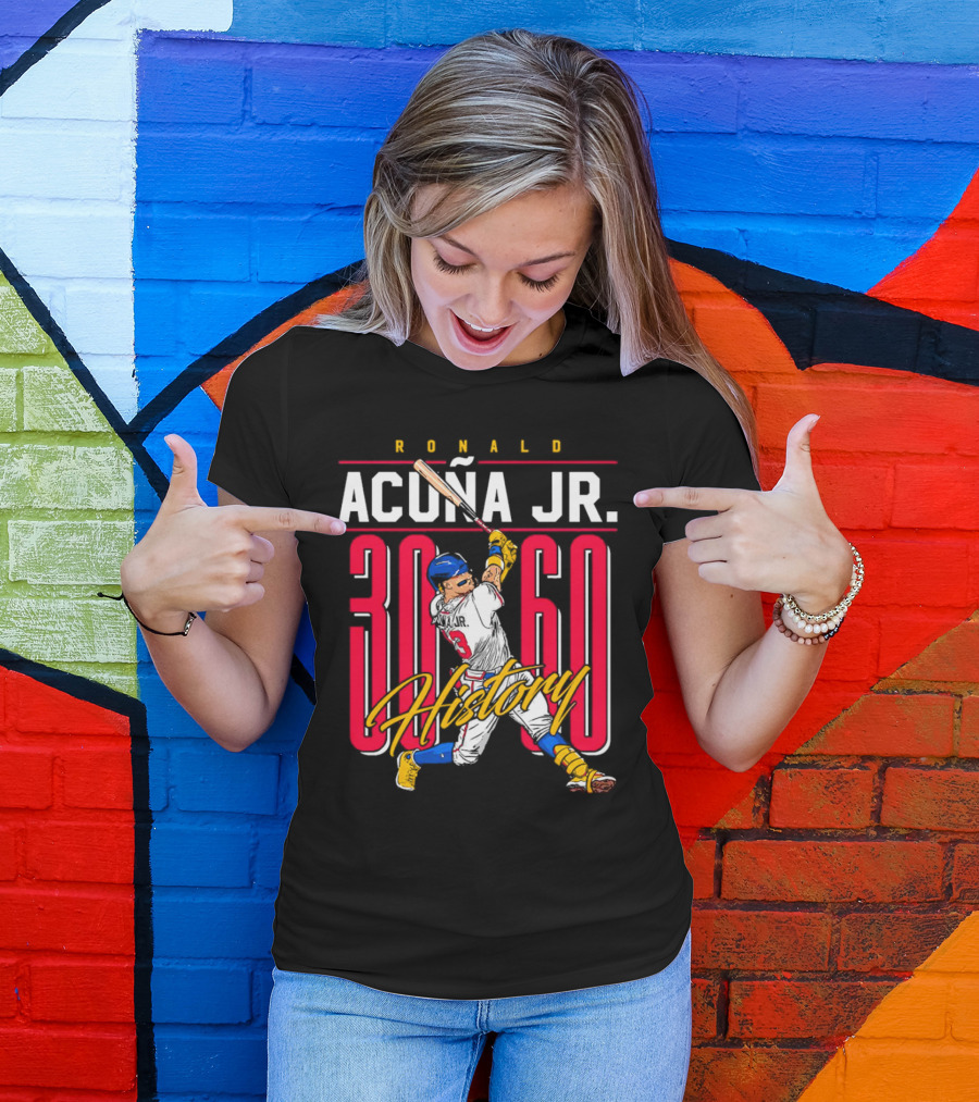 Ronald Acuña Jr. 30 60 History Atlanta Braves Baseball Iconic Achievement T-Shirt