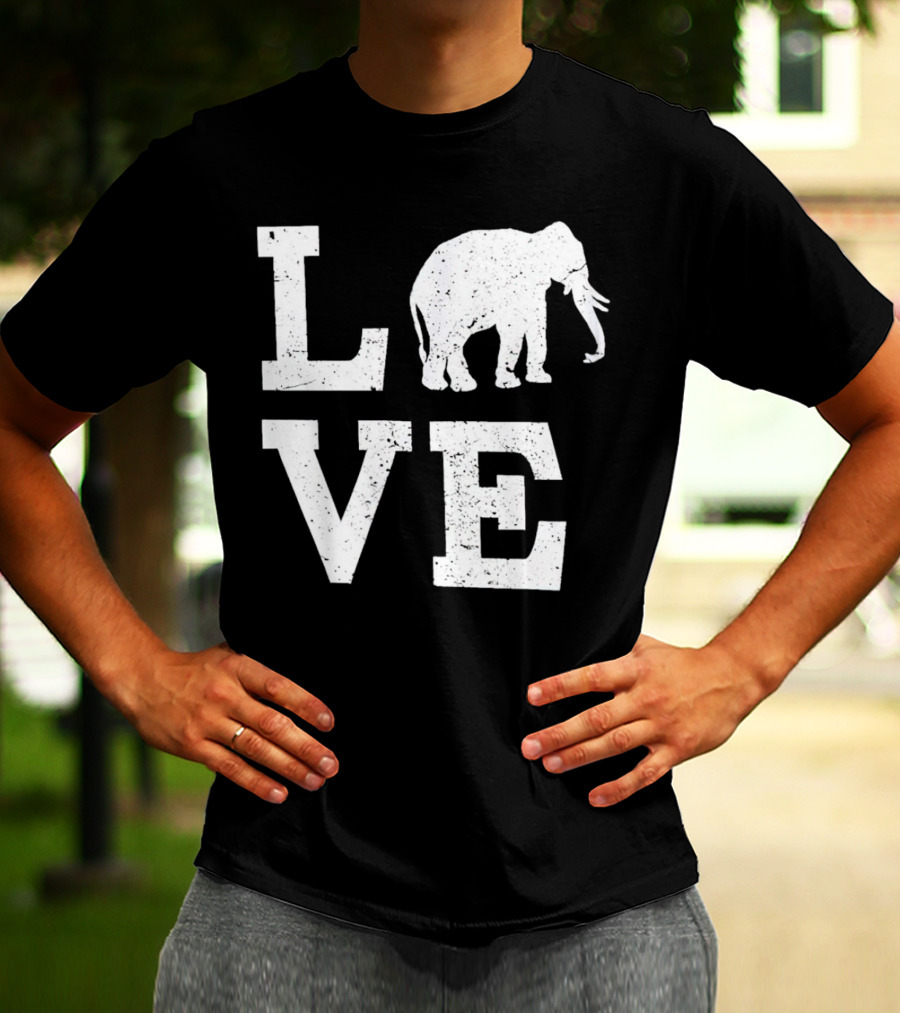 Love Elephant Vintage Style Animal T-Shirt