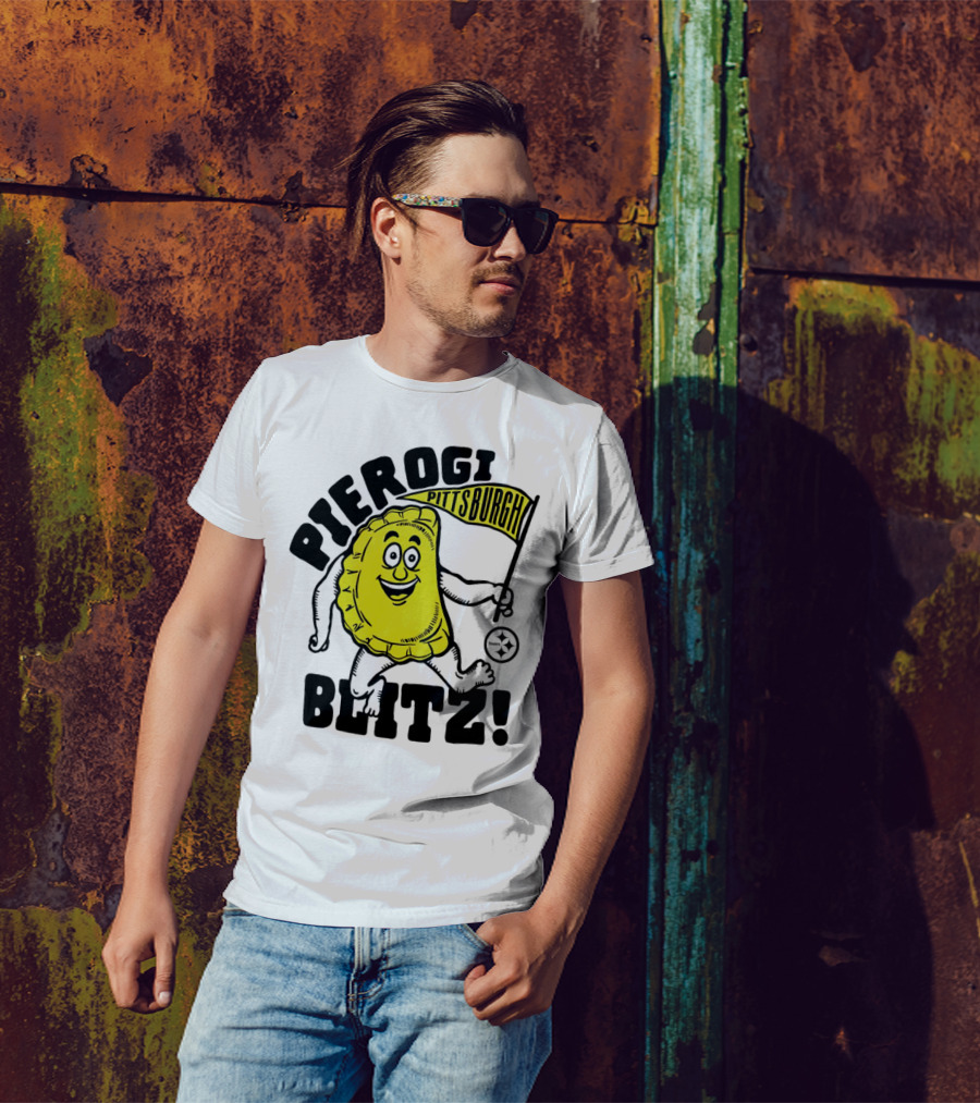 Pittsburgh Pierogi Blitz Steelers Flag T-Shirt