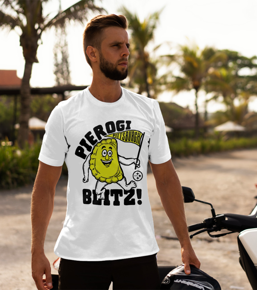 Pittsburgh Pierogi Blitz Steelers Flag T-Shirt