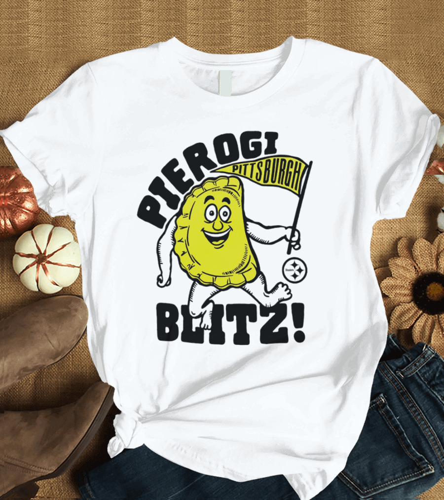 Pittsburgh Pierogi Blitz Steelers Flag T-Shirt