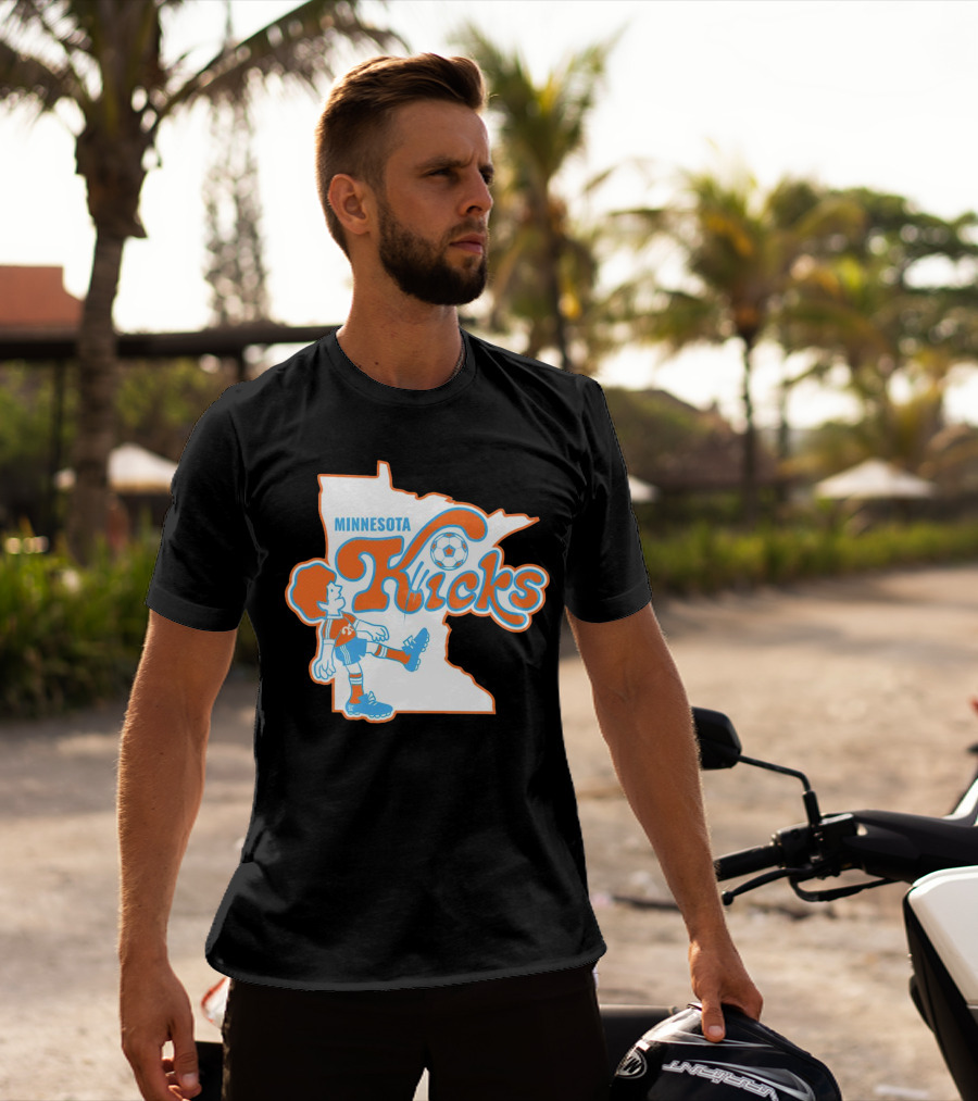 Minnesota Kicks Soccer Player In State Outline T-Shirt