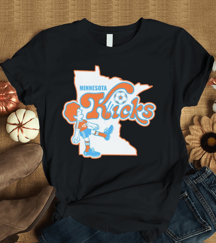 Minnesota Kicks Soccer Player In State Outline T-Shirt
