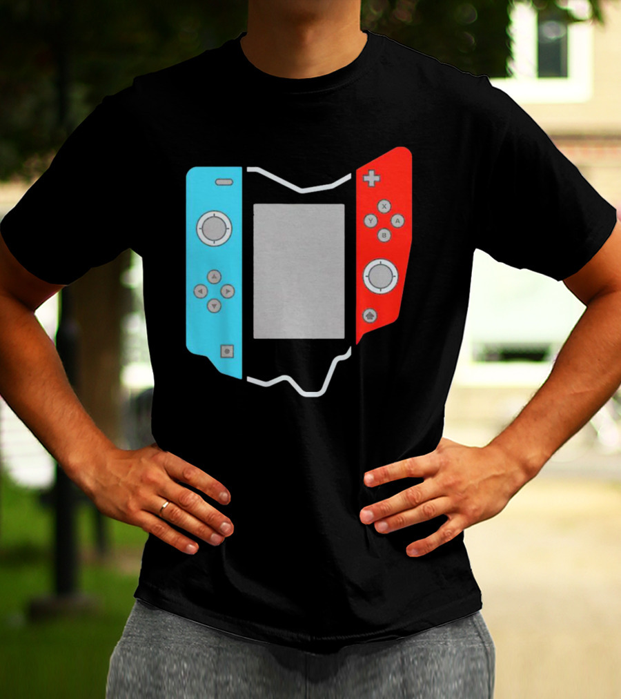 Ohio Gamepad Outline With Blue And Red Controller T-Shirt