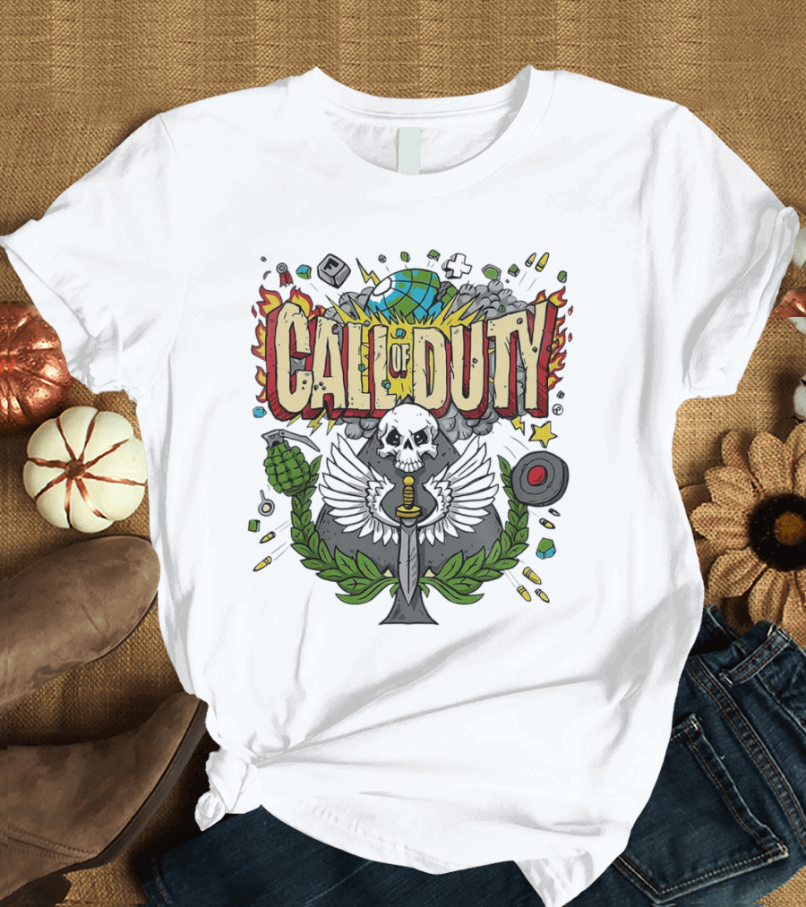 Call Of Duty Skull Halloween Gaming Icon Elements T-Shirt