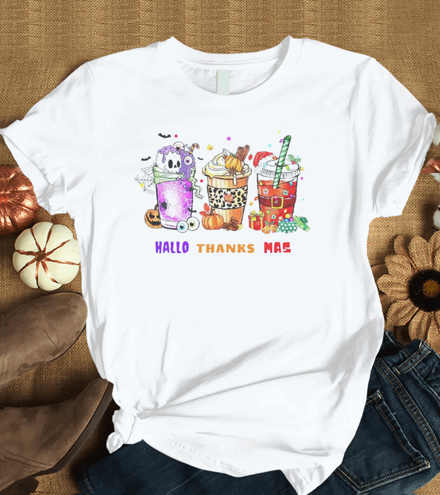 Coffee Halloween Thanksgiving Christmas Hallo Thanks Mas T-Shirt