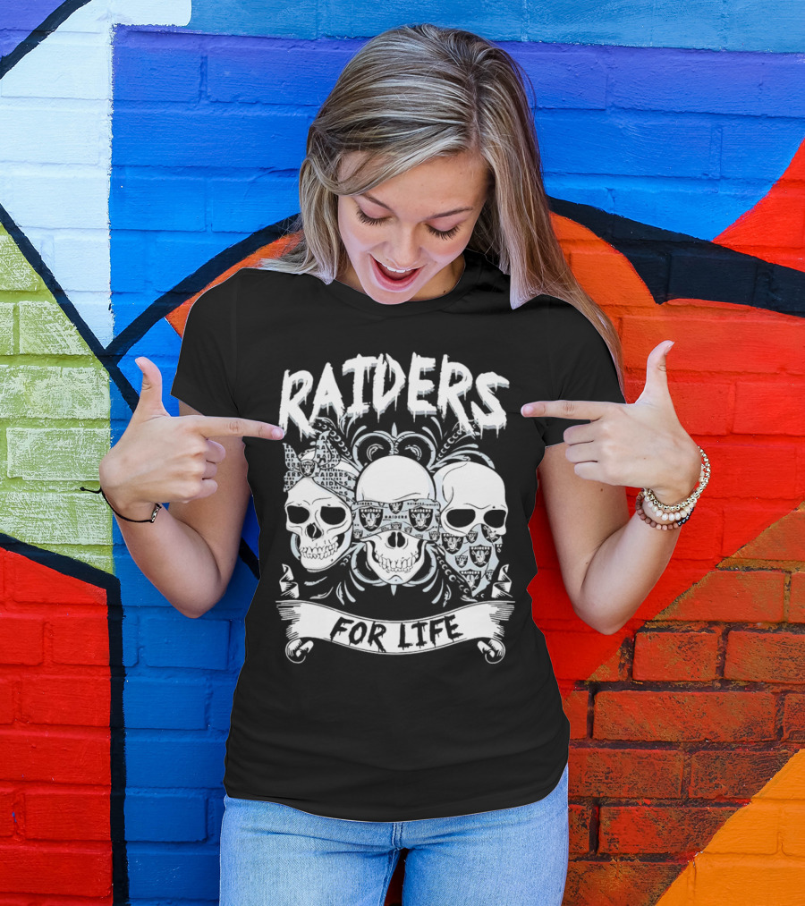Raiders Skulls Bandana For Life T-Shirt