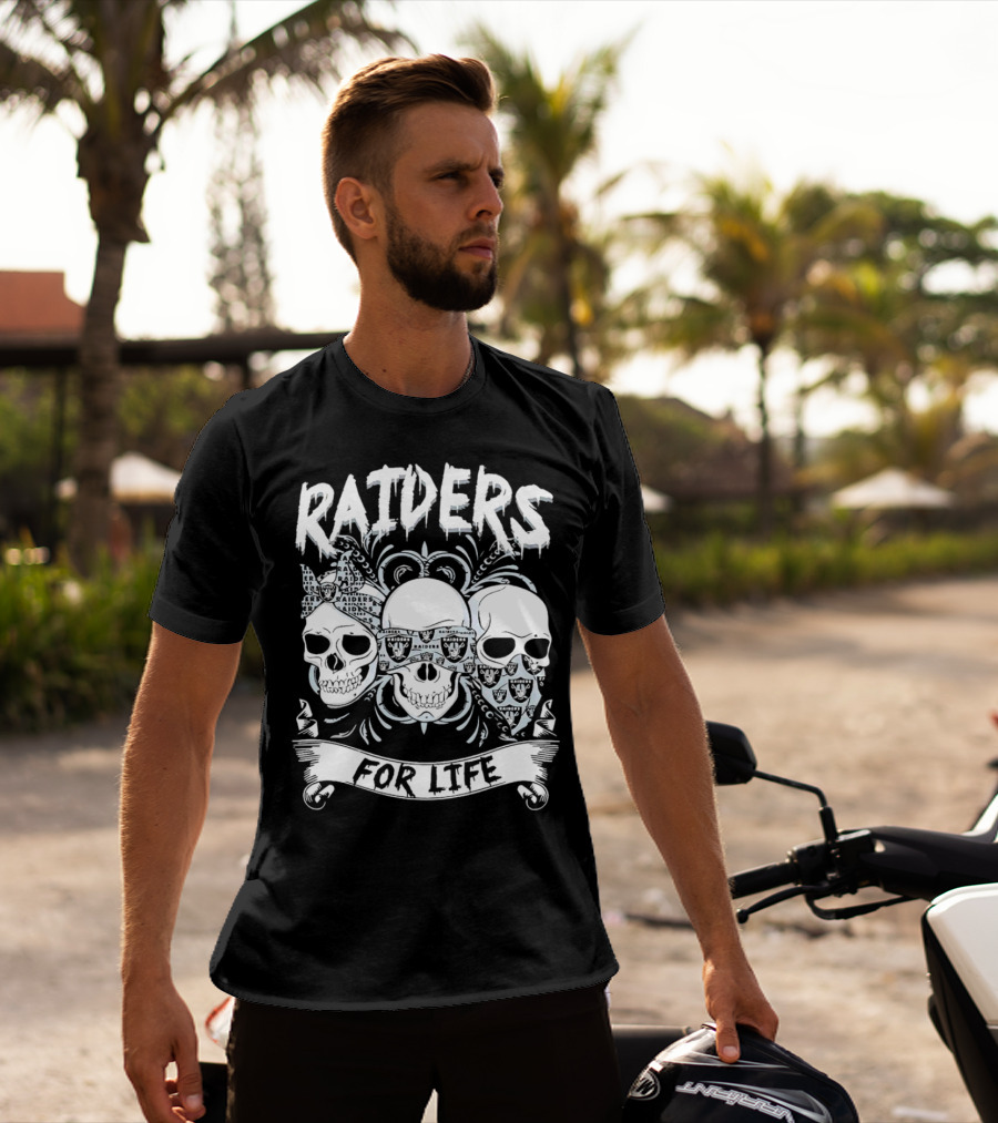 Raiders Skulls Bandana For Life T-Shirt