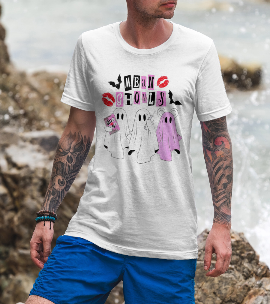 Mean Girls Mean Ghouls Halloween Boo Sheet Lipstick Bat Ghosts T-Shirt