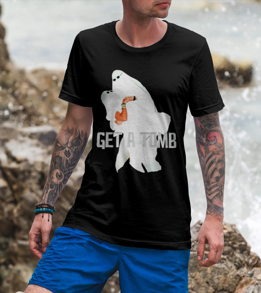GET A TOMB Ghosts Carrying Figure Halloween Humor T-Shirt