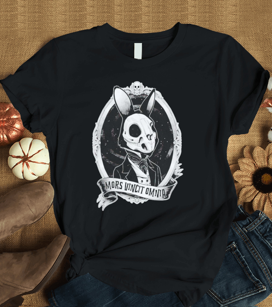 Gothic Rabbit Skeleton Portrait Mors Vincit Omnia T-Shirt