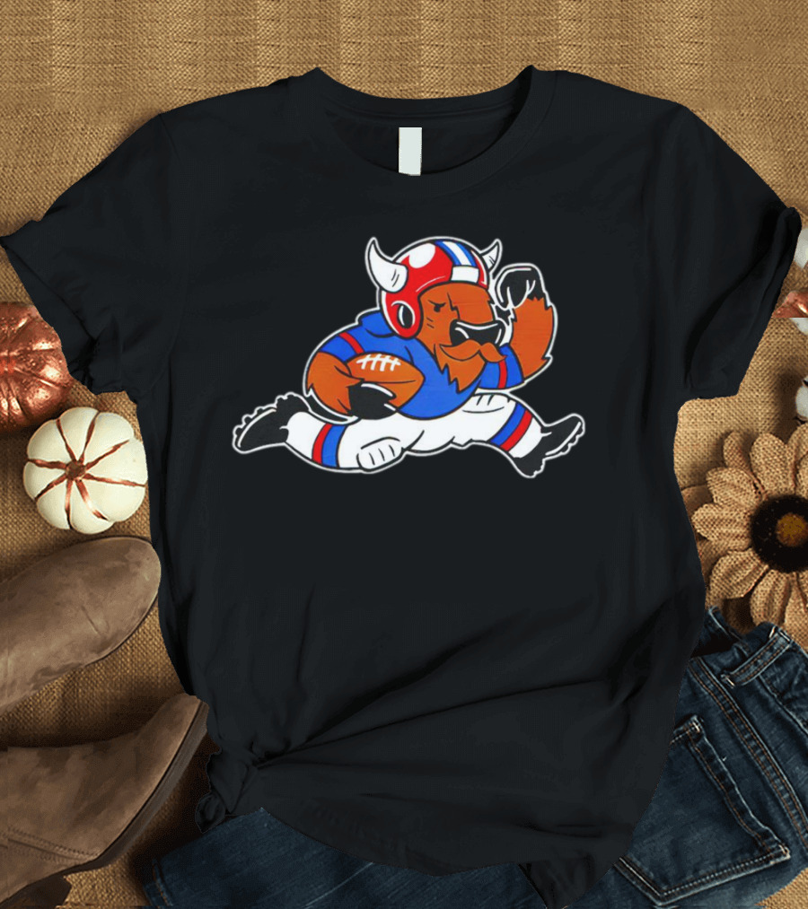 Running Buffalo Football Player In Blue And Red Helmet Monopolizing Wins T-Shirt