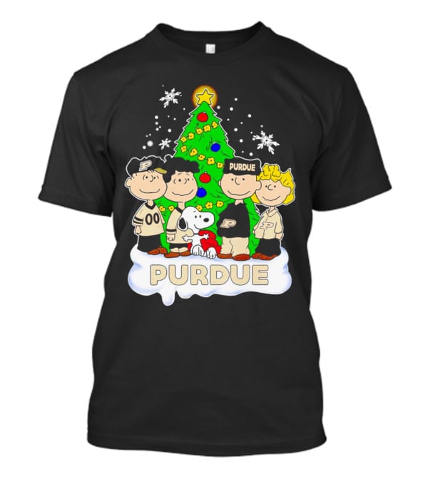 Peanuts Christmas With Purdue Boilermakers Charlie Brown And Snoopy T-Shirt
