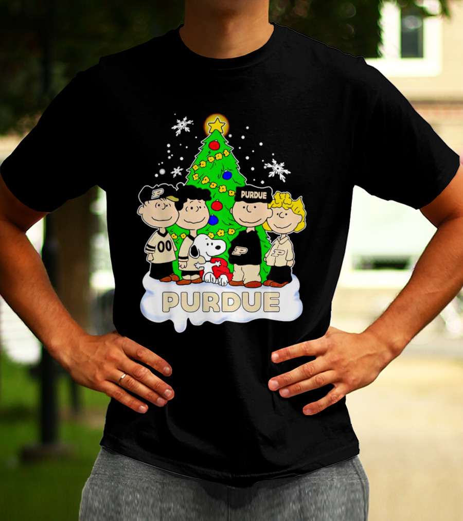 Peanuts Christmas With Purdue Boilermakers Charlie Brown And Snoopy T-Shirt
