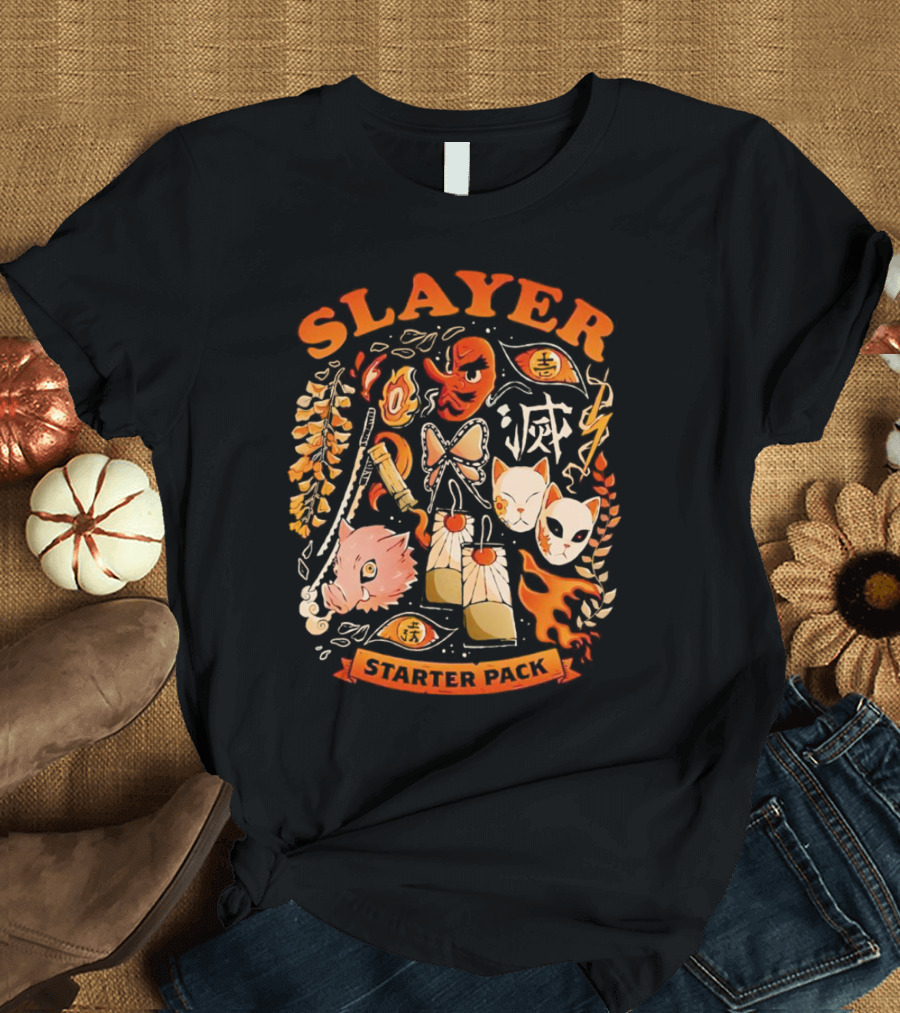 Slayer Starter Pack Kimetsu No Yaiba Symbols And Masks Collection T-Shirt