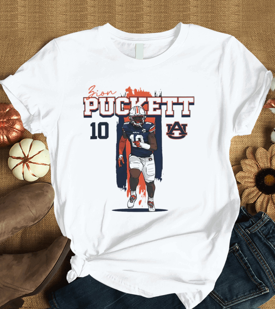 Zion Puckett Auburn Tigers 10 Caricature T-Shirt