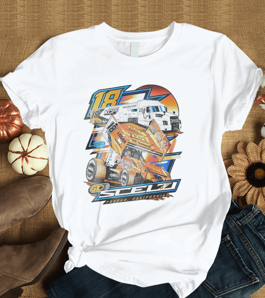 Gio Scelzi Racing KCP 18 Hauler Fresno California Sprint Car T-Shirt