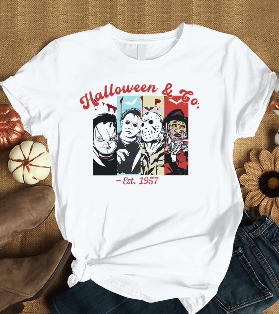 Halloween And Co. Est. 1957 Scary Movie Character Vibes T-Shirt