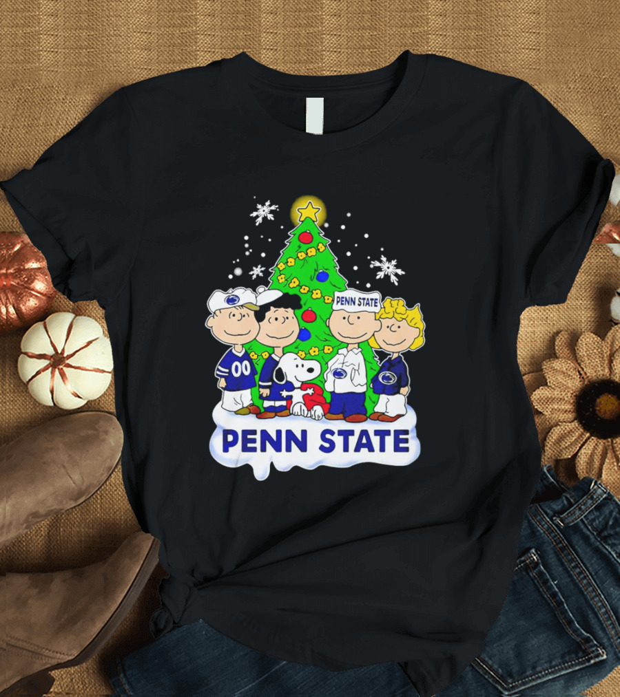 Peanuts Penn State Christmas Nittany Lions Snoopy And Friends Holiday Tree T-Shirt