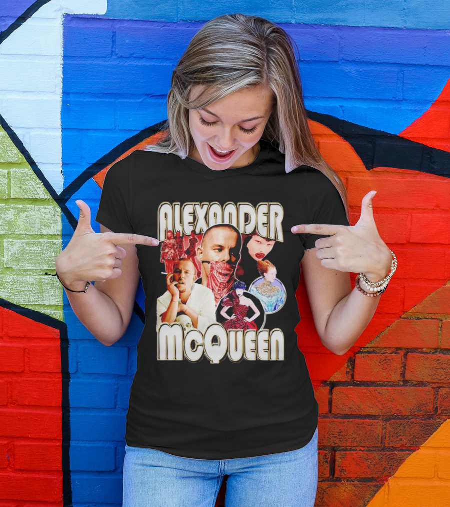 Alexander McQueen Fashion Iconography And Portrait Collage T-Shirt