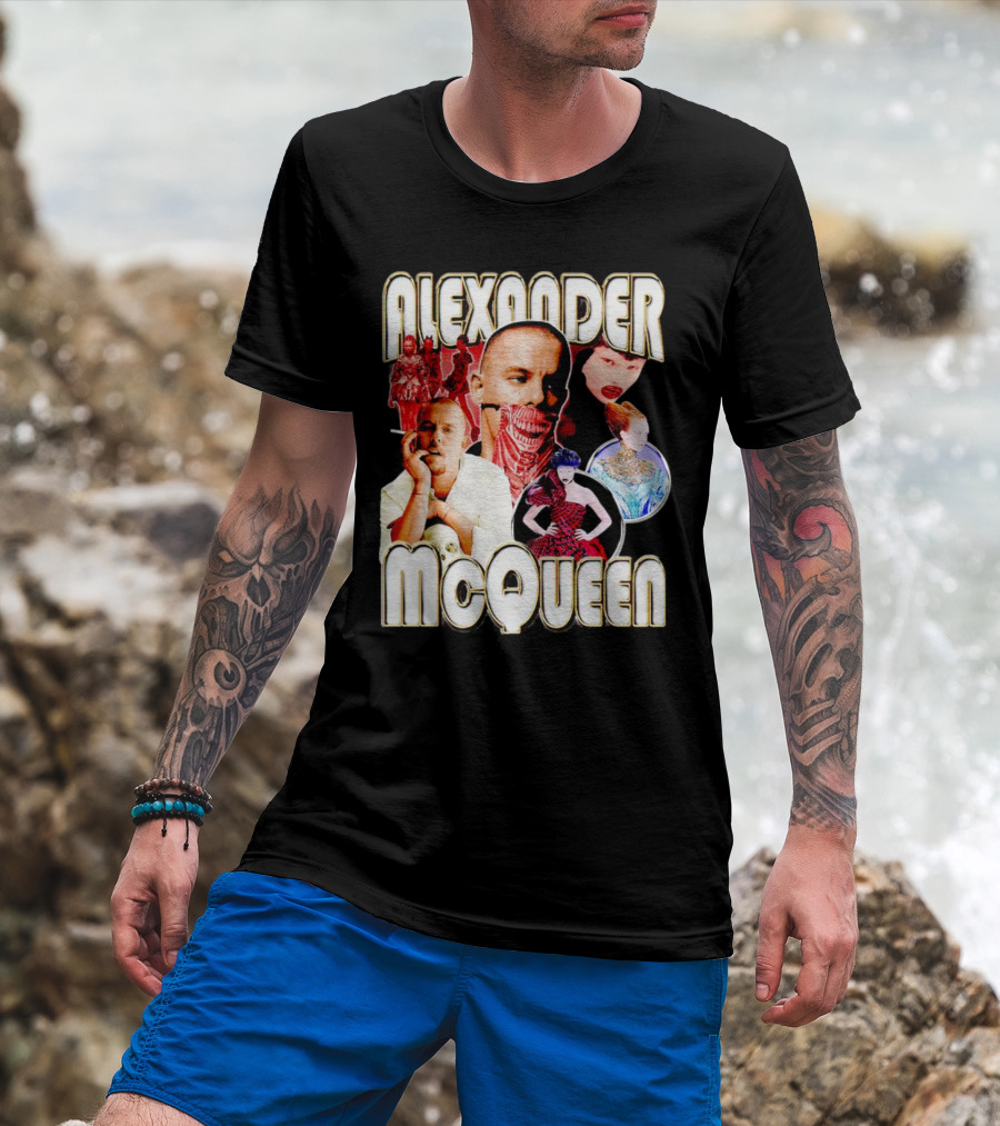 Alexander McQueen Fashion Iconography And Portrait Collage T-Shirt