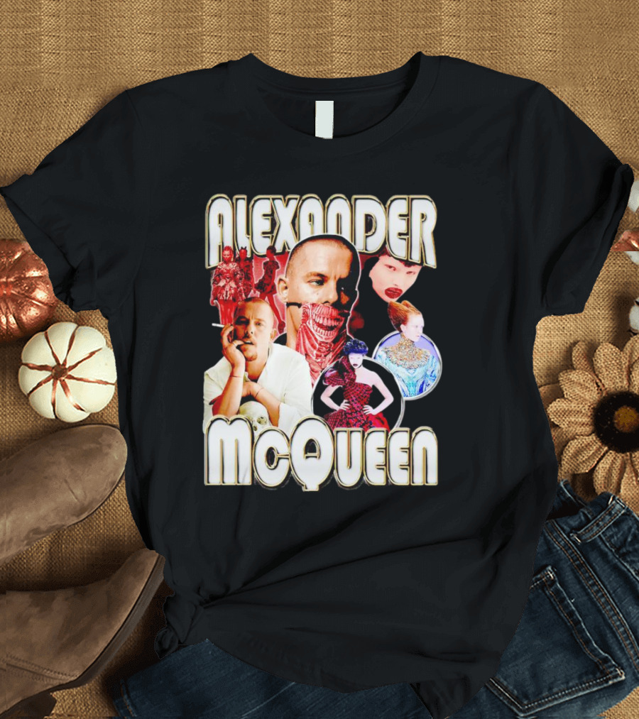 Alexander McQueen Fashion Iconography And Portrait Collage T-Shirt