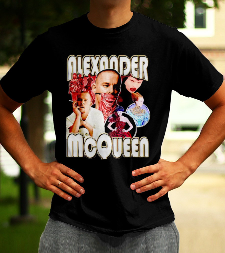 Alexander McQueen Fashion Iconography And Portrait Collage T-Shirt