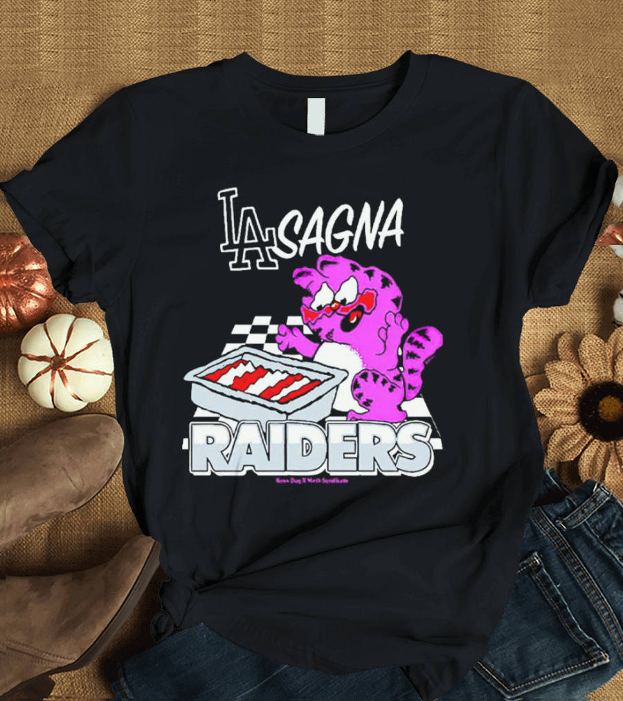 Garfield Lasagna Raiders LA Pink Cat Northumberland T-Shirt