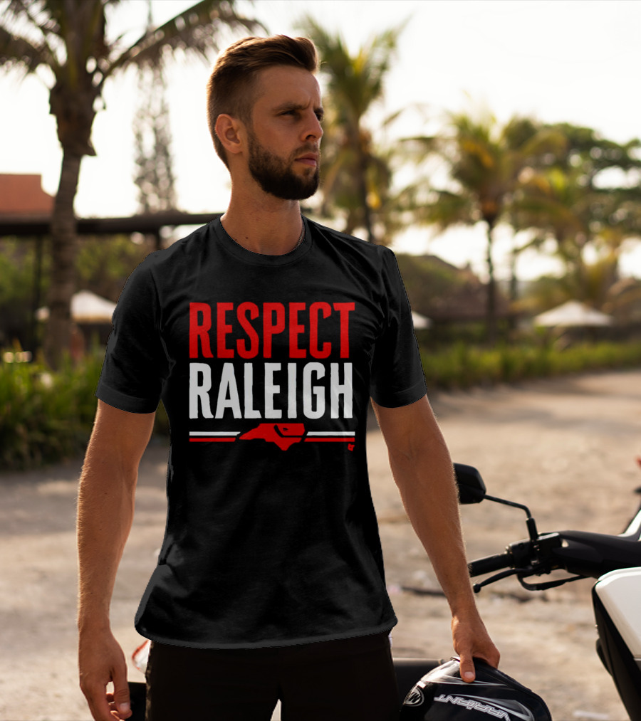 Respect Raleigh North Carolina Map Outline T-Shirt