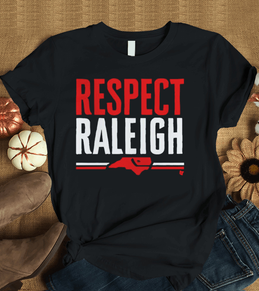 Respect Raleigh North Carolina Map Outline T-Shirt
