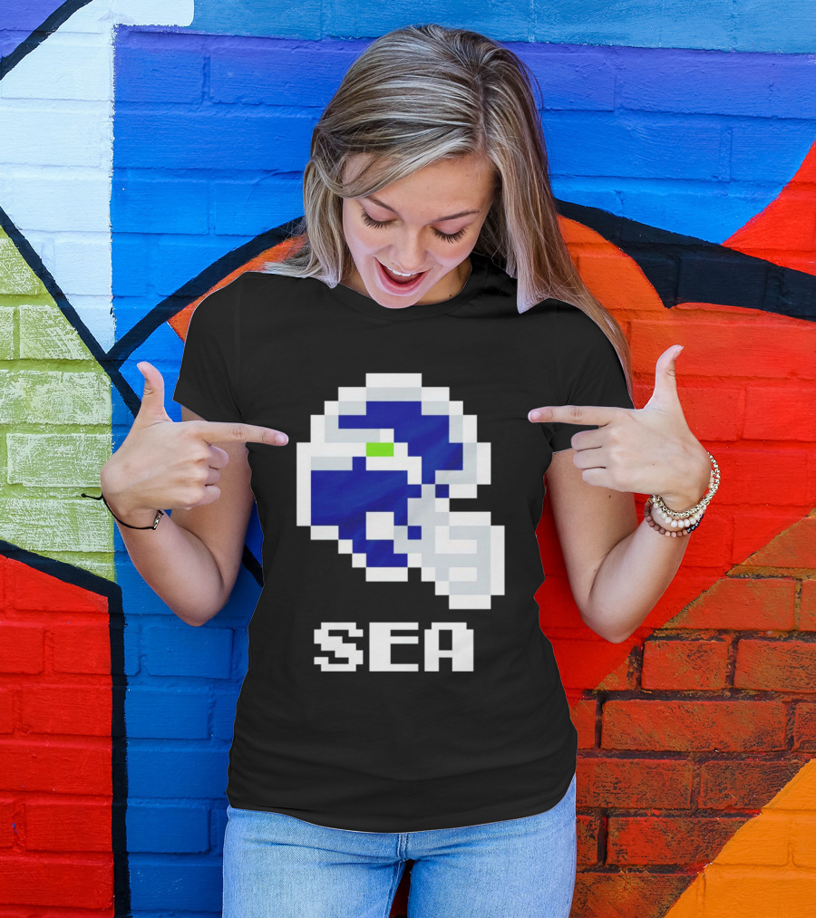 Seahawks Helmet SEA Pixel T-Shirt
