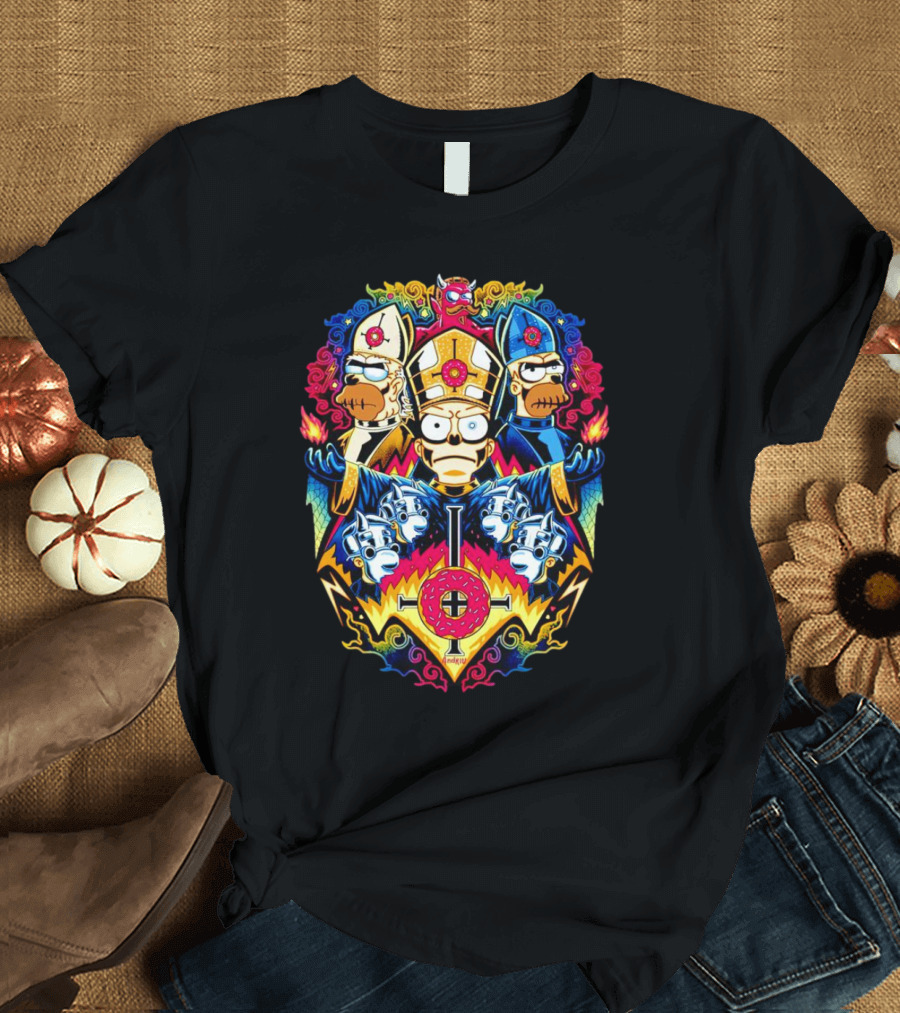 The Simpsons Papa Caramba Homer Papal Trio Psychedelic T-Shirt
