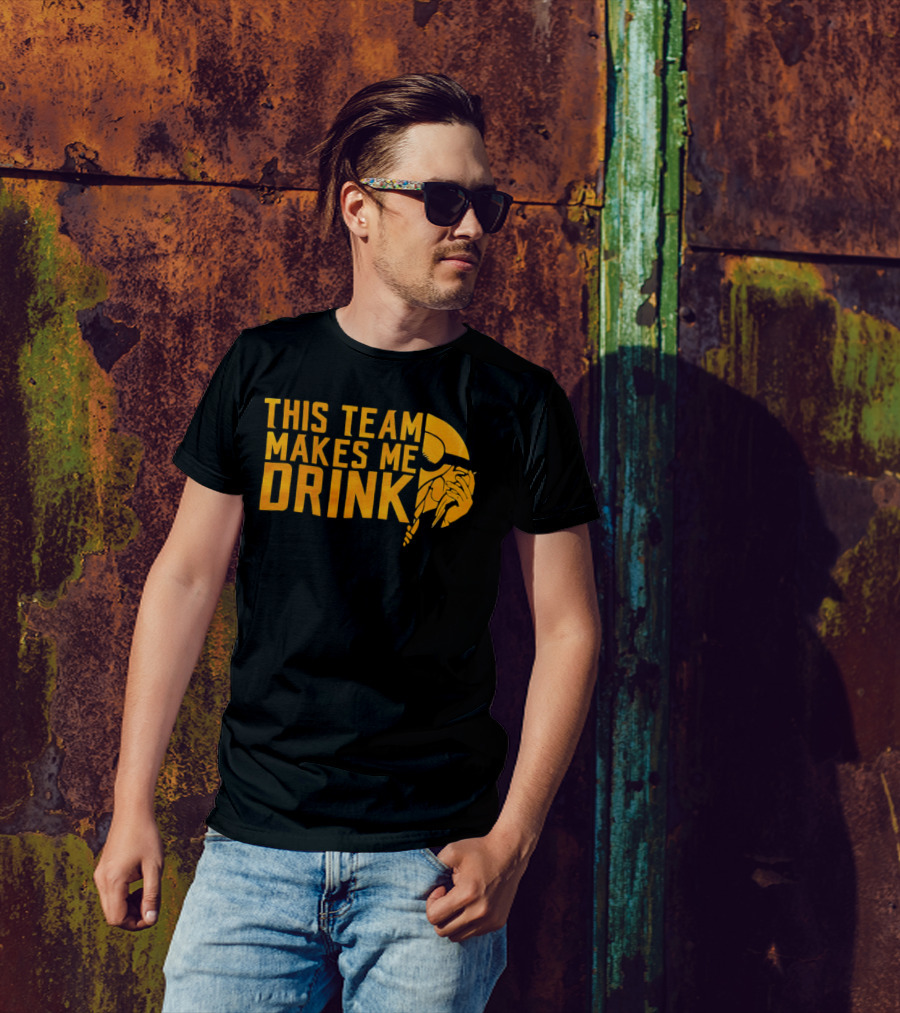 Minnesota Vikings This Team Makes Me Drink Viking Helmet T-Shirt