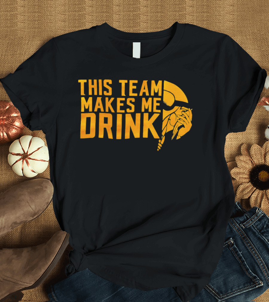 Minnesota Vikings This Team Makes Me Drink Viking Helmet T-Shirt