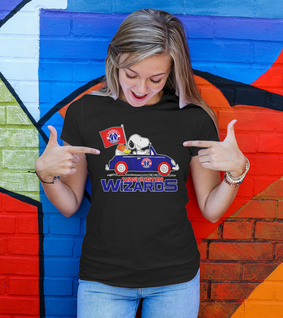 Washington Wizards Snoopy Driving Car With Basketball T-Shirt