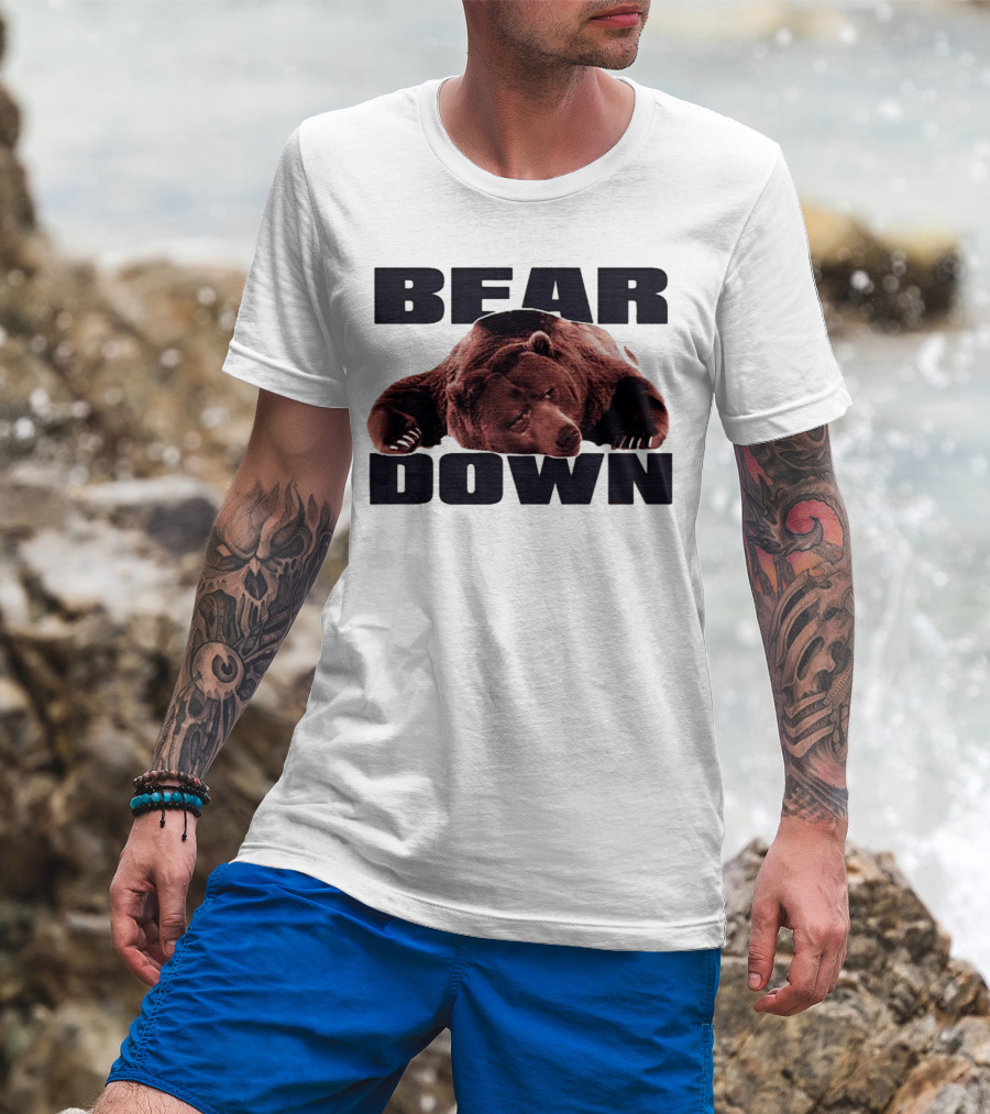 Bear Down Lazy Bear Image T-Shirt