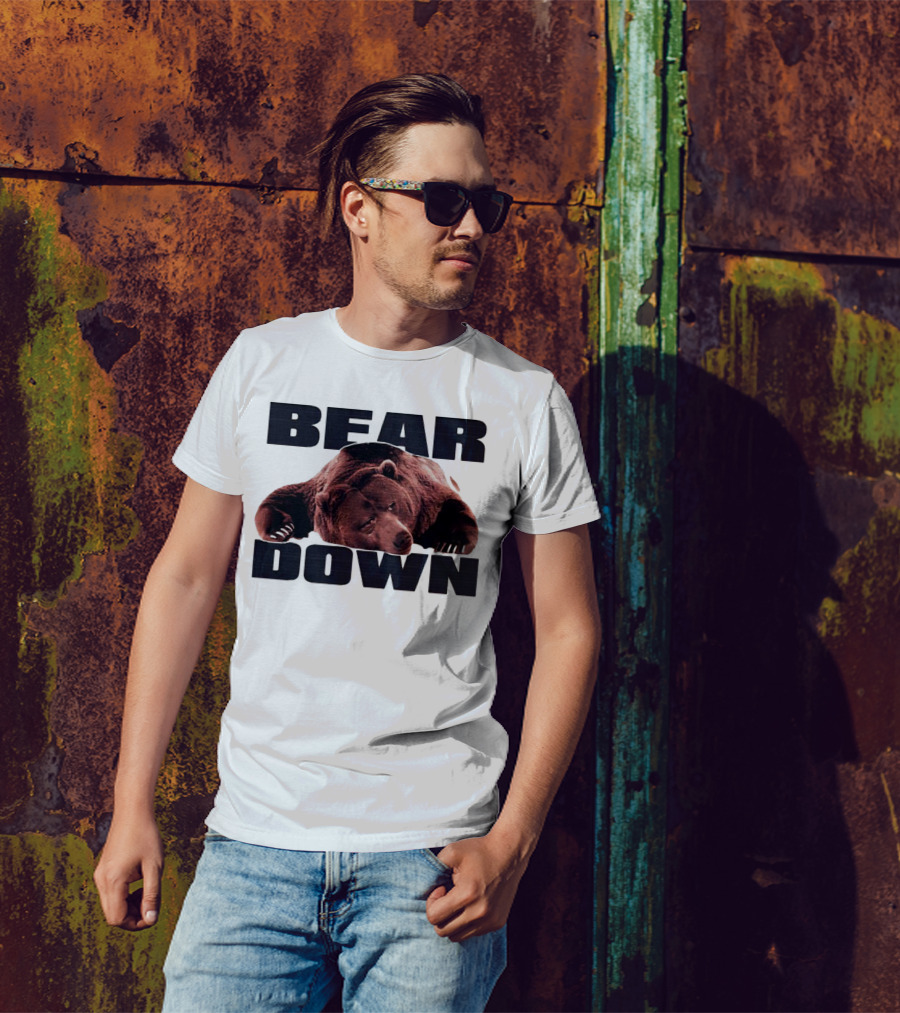 Bear Down Lazy Bear Image T-Shirt