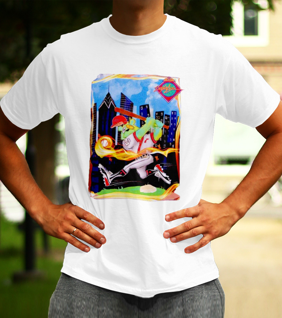 King Saladeen Baseball Caricature With Philadelphia Skyline And Color Splash T-Shirt