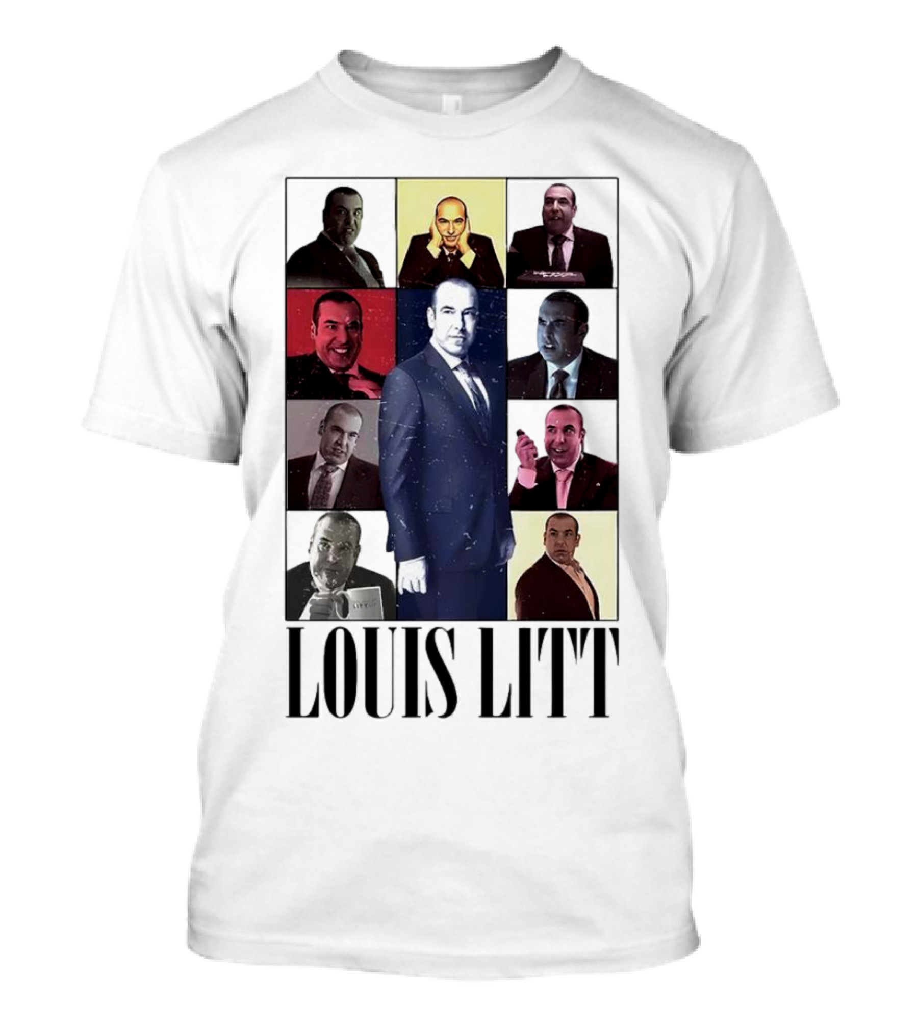 LOUIS LITT COLLAGE CHARACTERS MULTIPLE EXPRESSIONS SUITS SERIES T-Shirt